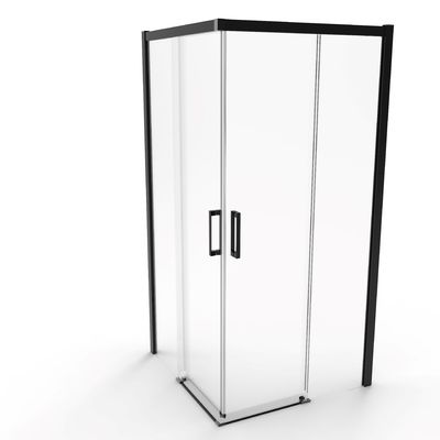 Aluminium, czarny kolor, podwójne drzwi przesuwne, łazienka, prysznic