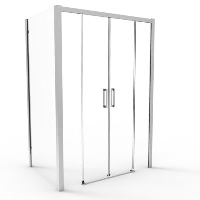 Aluminiowa, łazienka, prysznic, kolor lustra, podwójne drzwi przesuwne z panelami bocznymi